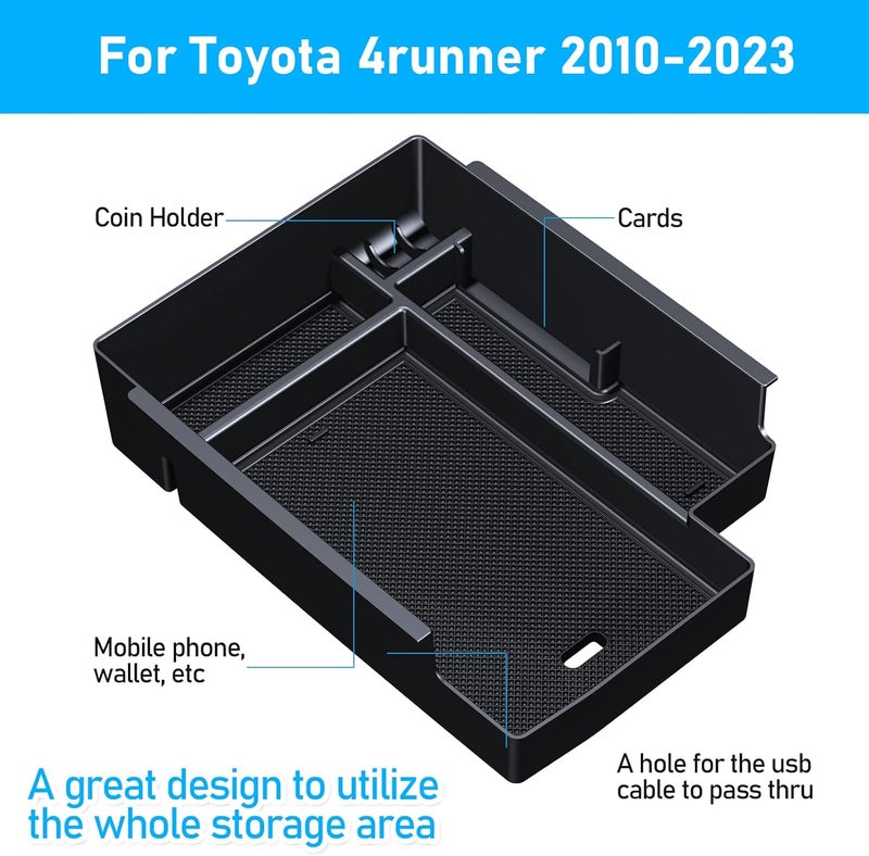 DIAMOOKY Upgraded Center Console Organizer for Toyota 4Runner 2024 2023 2022 2021 2020 2019 2018 2017 2016-2010 Full Size Tray Interior Accessories, Insert Armrest Box Secondary Storage ABS Material - Image 5